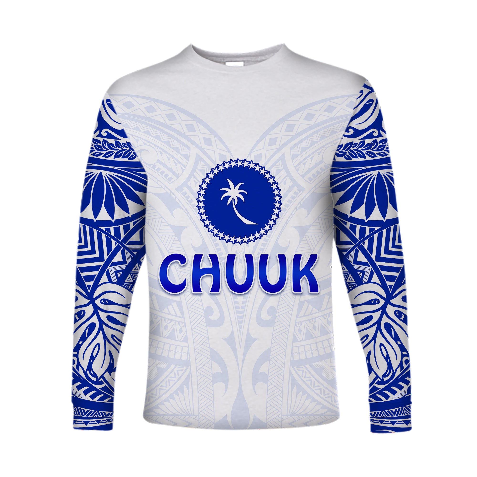 Chuuk Long Sleeve Shirt Micronesia Simple Pattern White LT13 Unisex White - Polynesian Pride