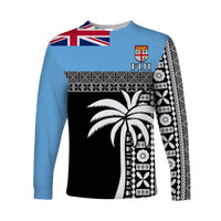 (Custom Personalised) Fiji Tapa Pattern Long Sleeve Shirt Coconut Tree LT13 - Polynesian Pride