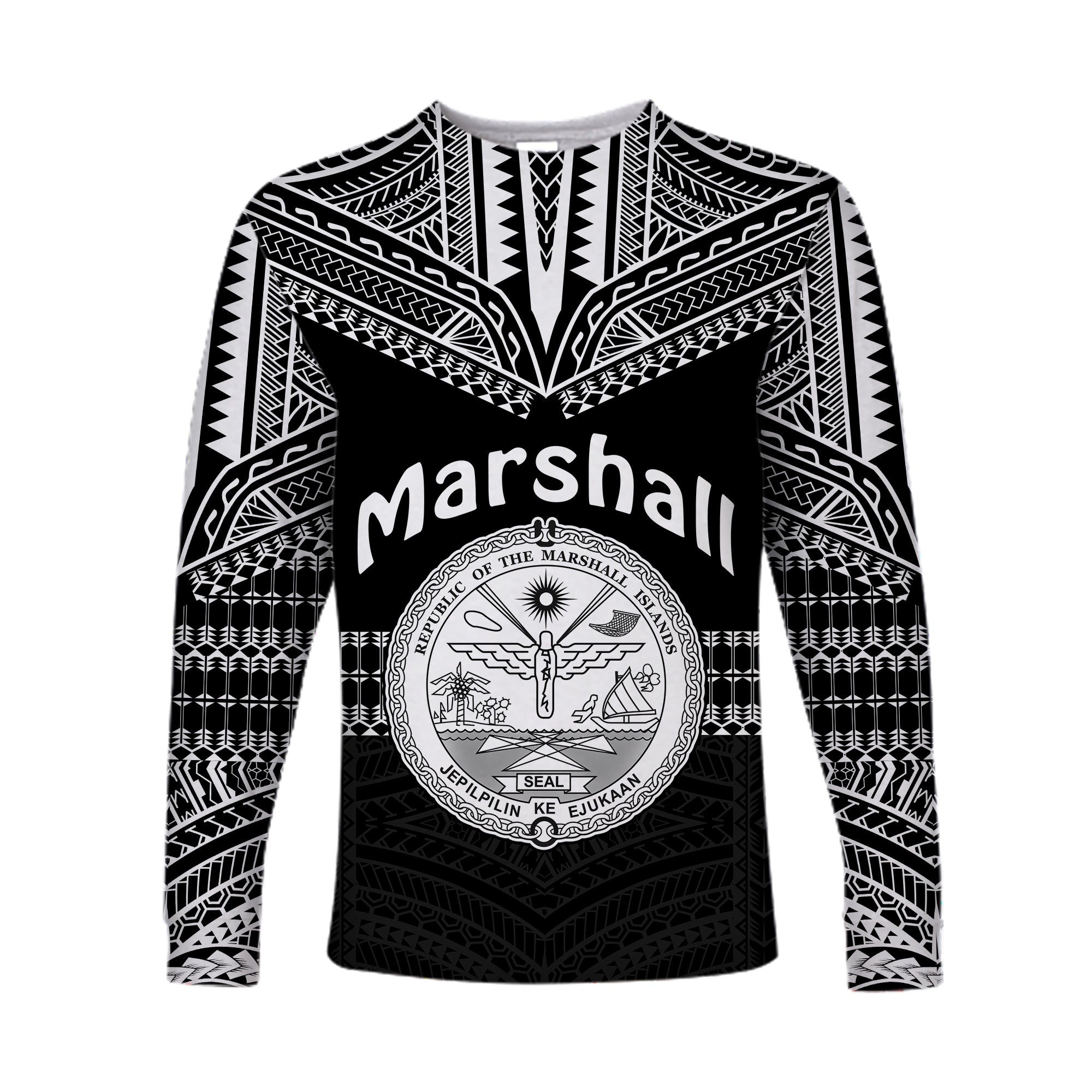 Marshall Islands Long Sleeve Shirt Best Tattoo Version Black LT13 Unisex Black - Polynesian Pride