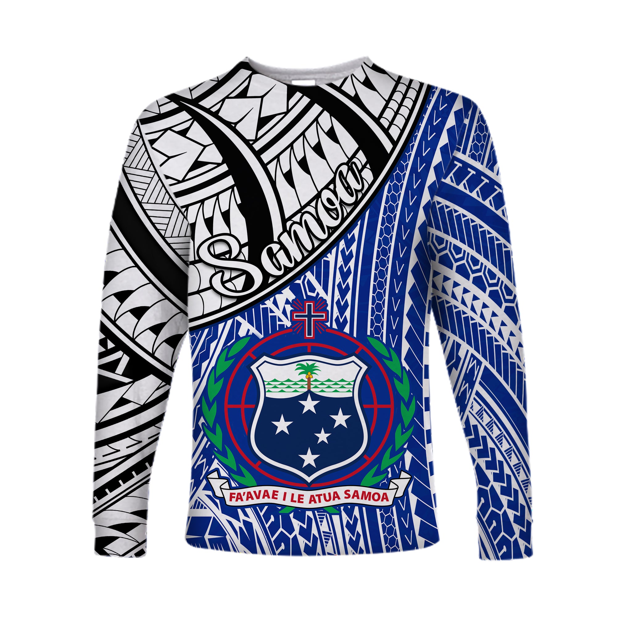 Samoa Long Sleeve Shirt Samoan Pattern Newest LT13 Unisex Blue - Polynesian Pride