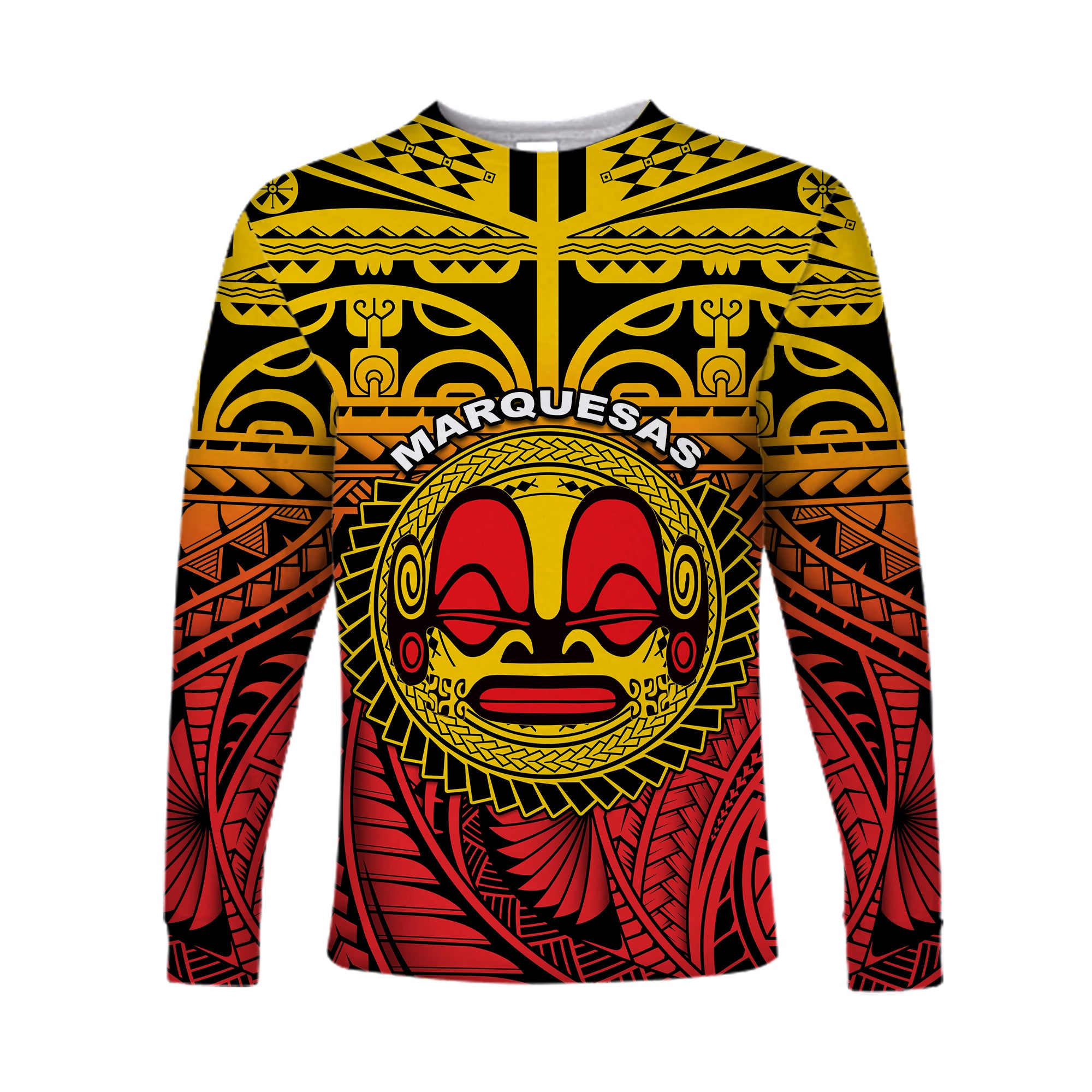 Marquesas Islands Long Sleeve Shirt Mata Tiki Polynesian Pattern LT13 Unisex Yellow - Polynesian Pride