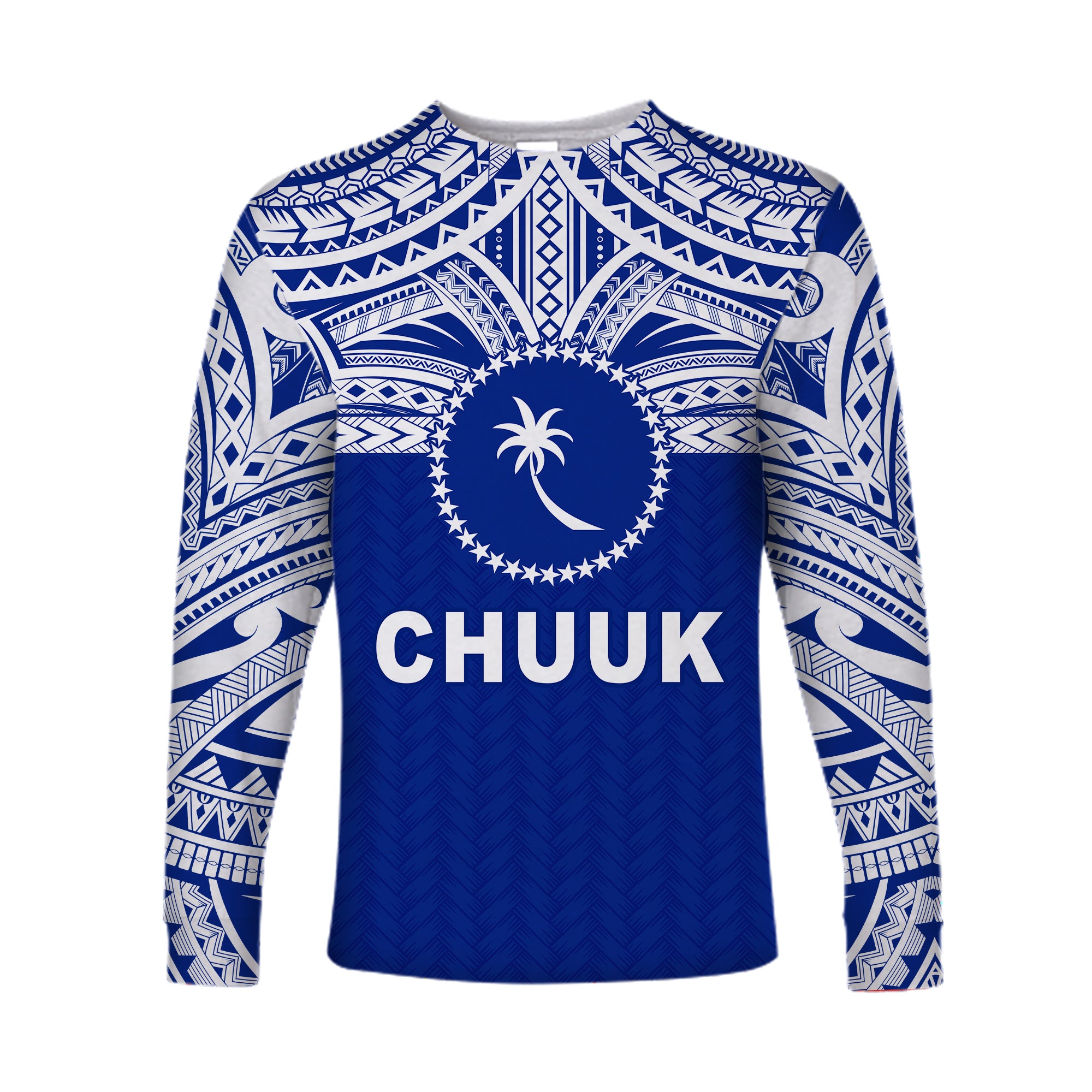 Chuuk Flag Long Sleeve Shirt Micronesia Style Blue LT13 Unisex Blue - Polynesian Pride