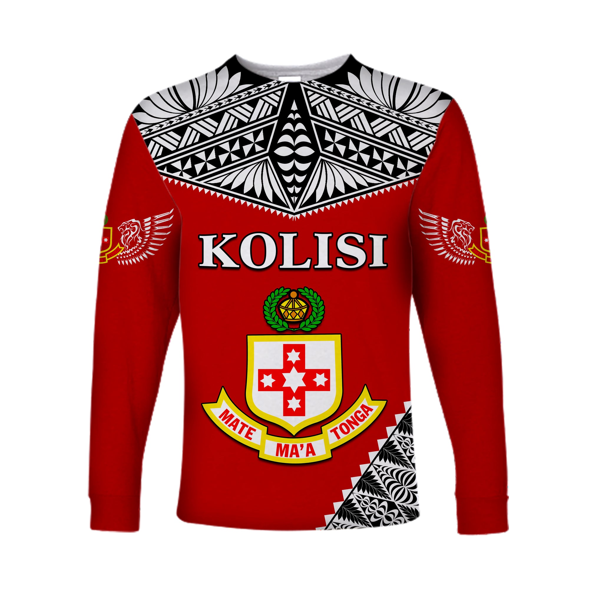 Kolisi Tonga Long Sleeve Shirt College 'Atele Mate Ma'a Tonga LT13 Unisex Red - Polynesian Pride