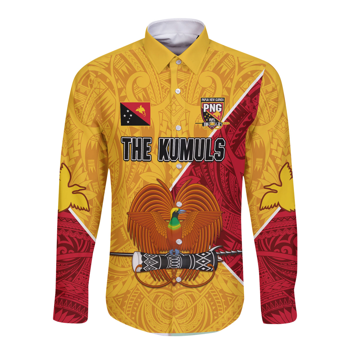 The Kumuls PNG Long Sleeve Button Shirt Papua New Guinea Polynesian Dynamic Style LT14 - Polynesian Pride