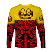Marquesas Islands Long Sleeve Shirt Marquesan Tattoo Special Style - Gradient Red LT8 - Polynesian Pride