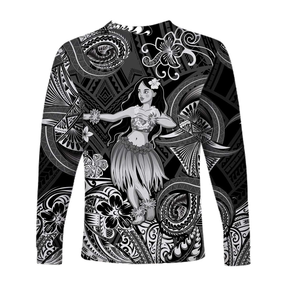 Hawaii Hula Girl Polynesian Long Sleeve Shirt Unique Style - Black LT8 - Polynesian Pride