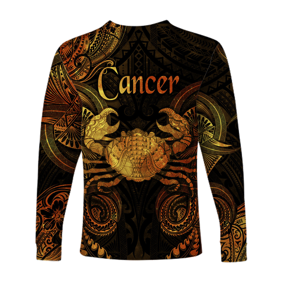 Cancer Zodiac Polynesian Long Sleeve Shirt Unique Style - Gold LT8 - Polynesian Pride