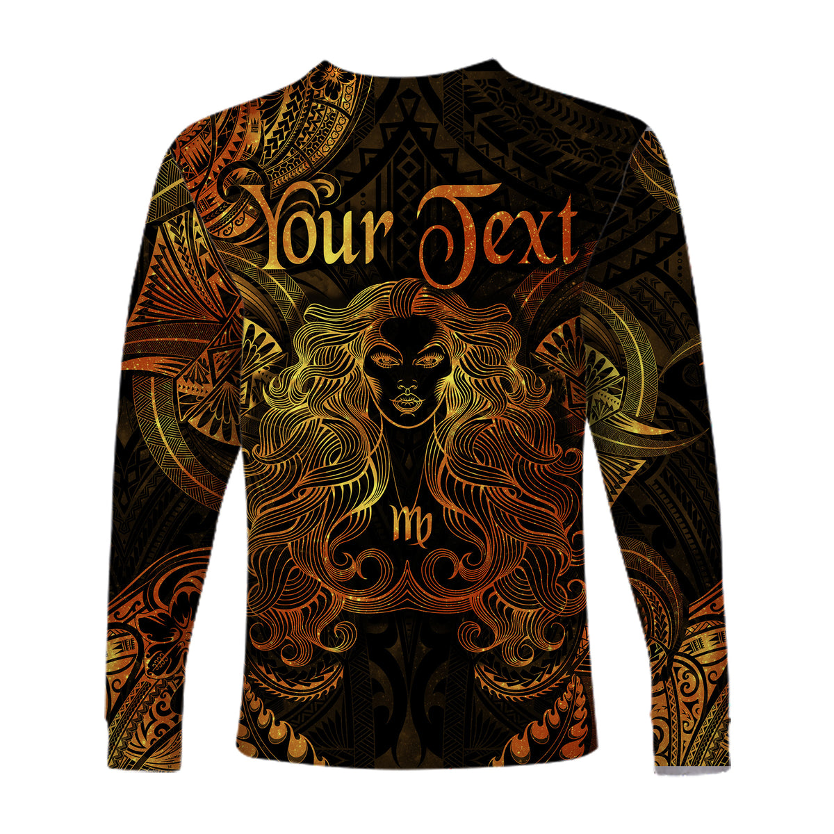 (Custom Personalised) Virgo Zodiac Polynesian Long Sleeve Shirt Unique Style - Gold LT8 - Polynesian Pride