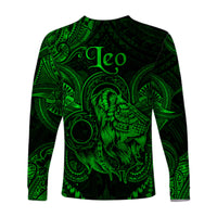 Leo Zodiac Polynesian Long Sleeve Shirt Unique Style - Green LT8 - Polynesian Pride