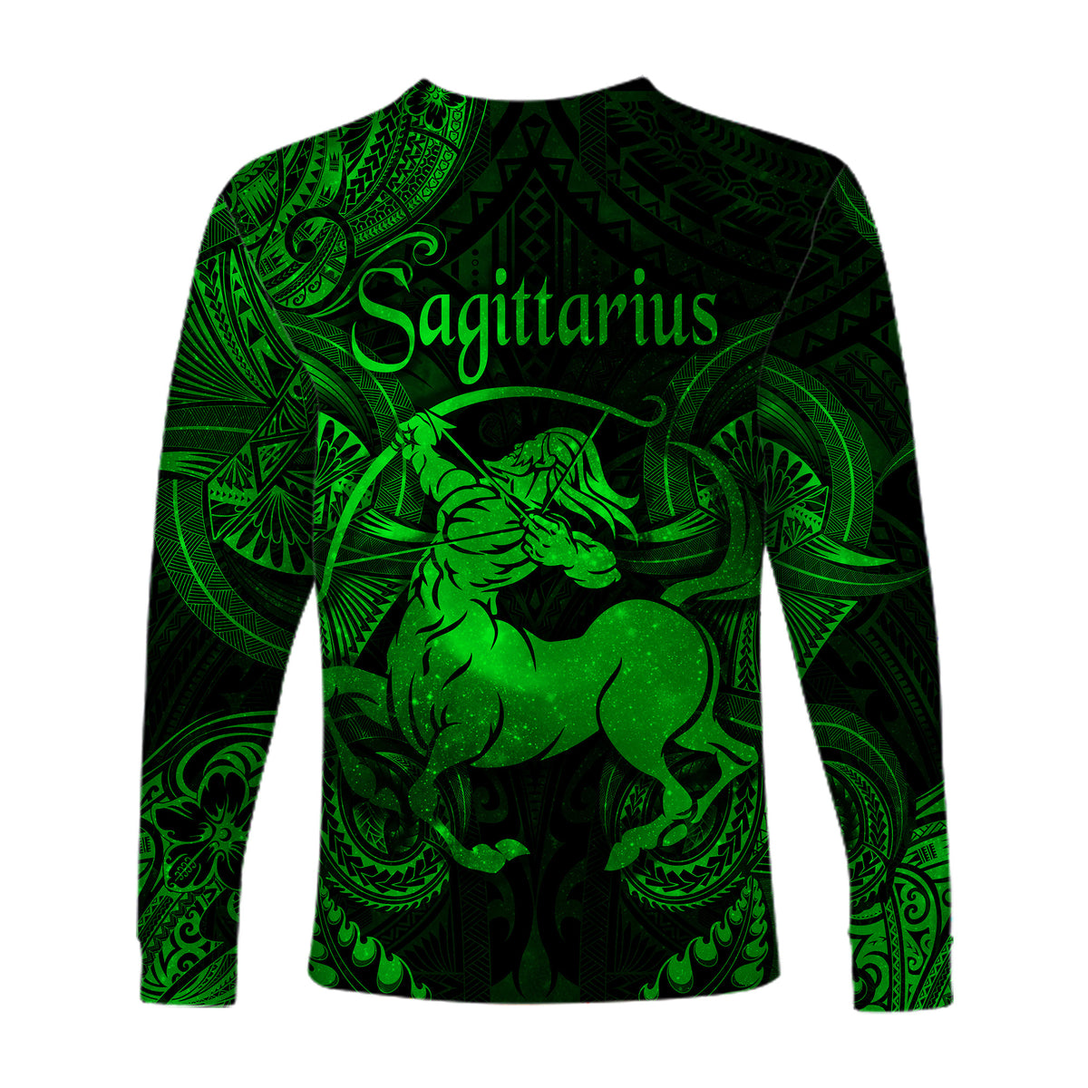 Sagittarius Zodiac Polynesian Long Sleeve Shirt Unique Style - Green LT8 - Polynesian Pride