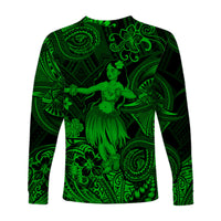 Hawaii Hula Girl Polynesian Long Sleeve Shirt Unique Style - Green LT8 - Polynesian Pride