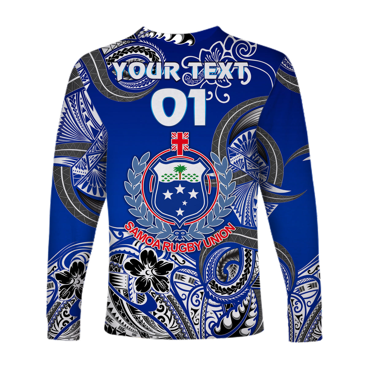 (Custom Personalised) Samoa Manu Long Sleeve Shirt Rugby Unique Style - Blue White LT8 - Polynesian Pride