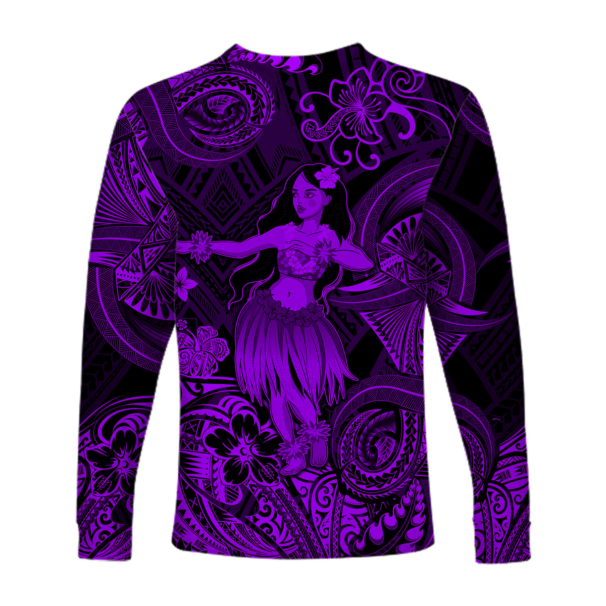 Hawaii Hula Girl Polynesian Long Sleeve Shirt Unique Style - Purple LT8 - Polynesian Pride