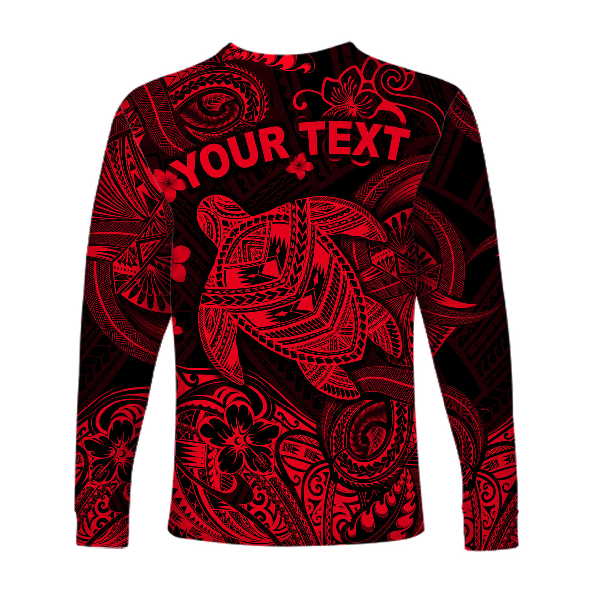 (Custom Personalised) Hawaii Turtle Polynesian Long Sleeve Shirt Plumeria Flower Unique Style - Red LT8 - Polynesian Pride