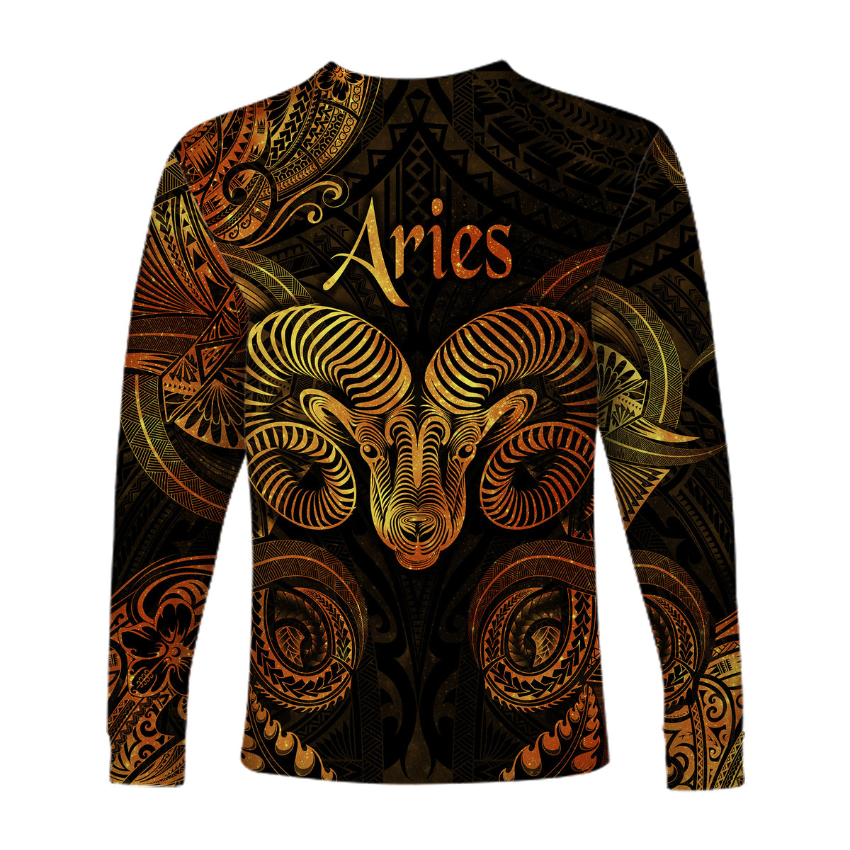 Aries Zodiac Polynesian Long Sleeve Shirt Unique Style - Gold LT8 - Polynesian Pride