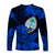 Guam Polynesian Long Sleeve Shirt Tropical Flowers - Blue LT8 - Polynesian Pride