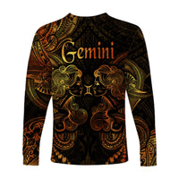 Gemini Zodiac Polynesian Long Sleeve Shirt Unique Style - Gold LT8 - Polynesian Pride