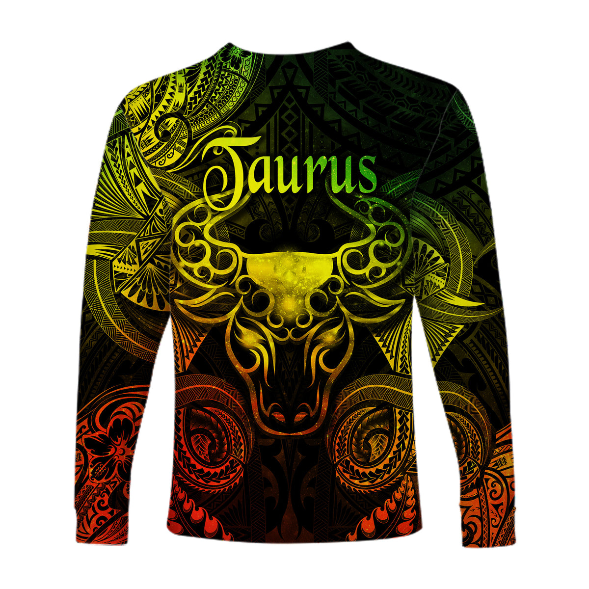 Taurus Zodiac Polynesian Long Sleeve Shirt Unique Style - Reggae LT8 - Polynesian Pride