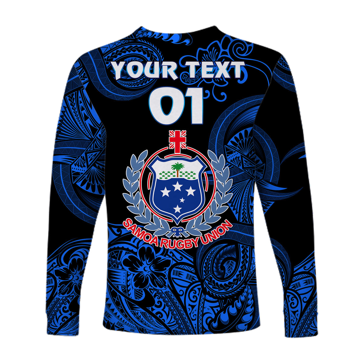 (Custom Personalised) Samoa Manu Long Sleeve Shirt Rugby Unique Style - Black LT8 - Polynesian Pride