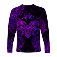 Aries Zodiac Polynesian Long Sleeve Shirt Unique Style - Purple LT8 - Polynesian Pride