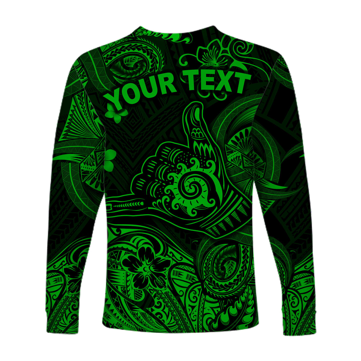 (Custom Personalised) Hawaii Shaka Polynesian Long Sleeve Shirt Unique Style - Green LT8 - Polynesian Pride