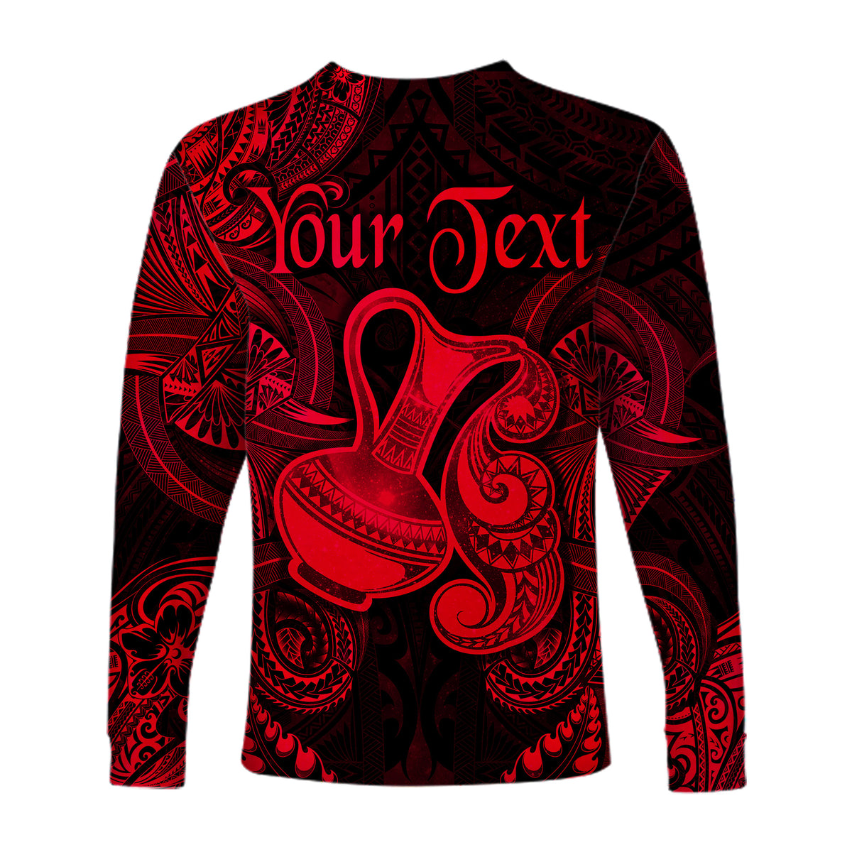 (Custom Personalised) Aquarius Zodiac Polynesian Long Sleeve Shirt Unique Style - Red LT8 - Polynesian Pride