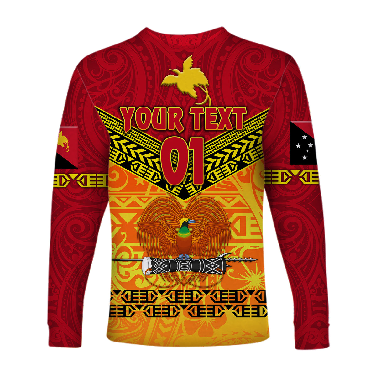(Custom Personalised) Papua New Guinea Kumuls Long Sleeve Shirt Simple Style - Red Vibes LT8 - Polynesian Pride