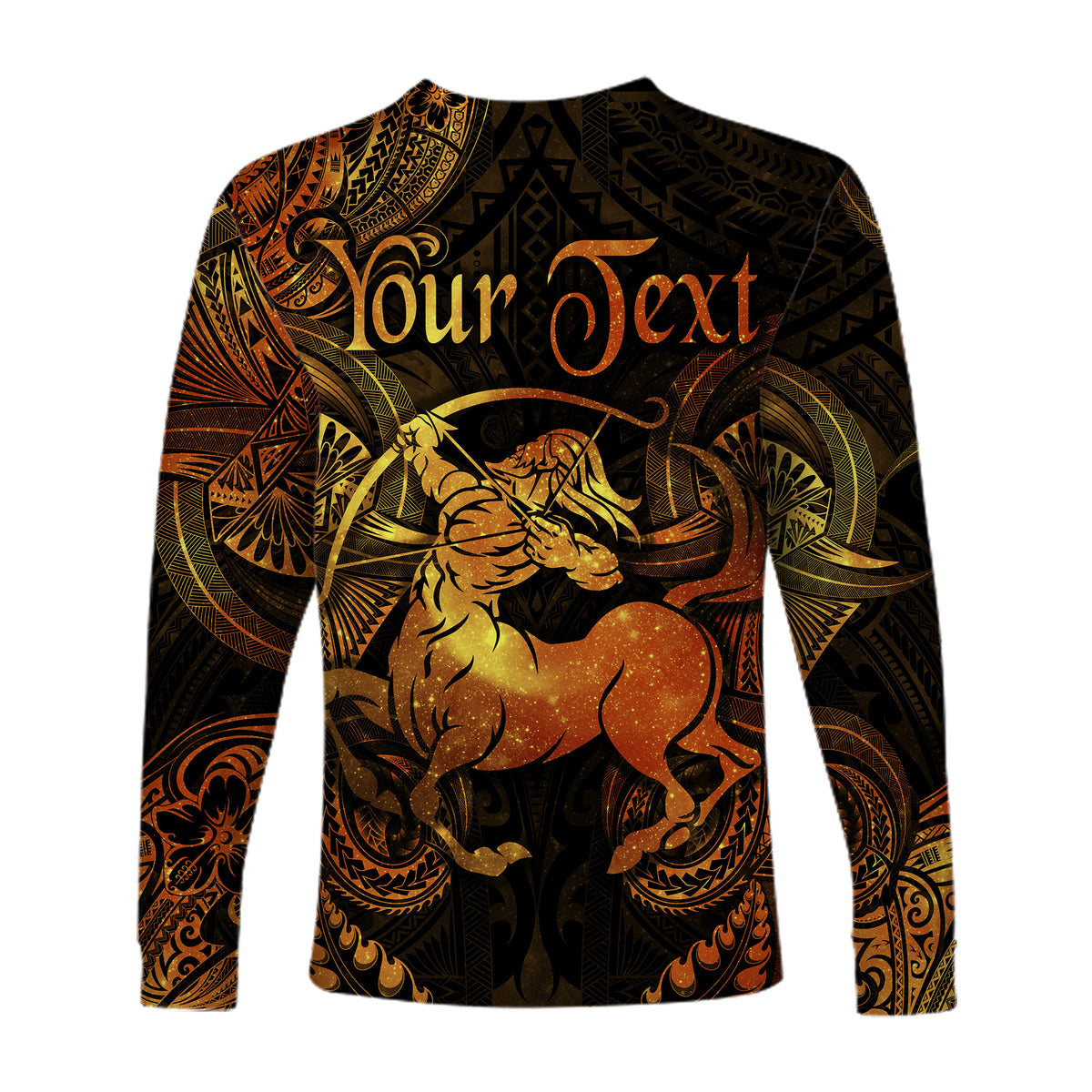 (Custom Personalised) Sagittarius Zodiac Polynesian Long Sleeve Shirt Unique Style - Gold LT8 - Polynesian Pride