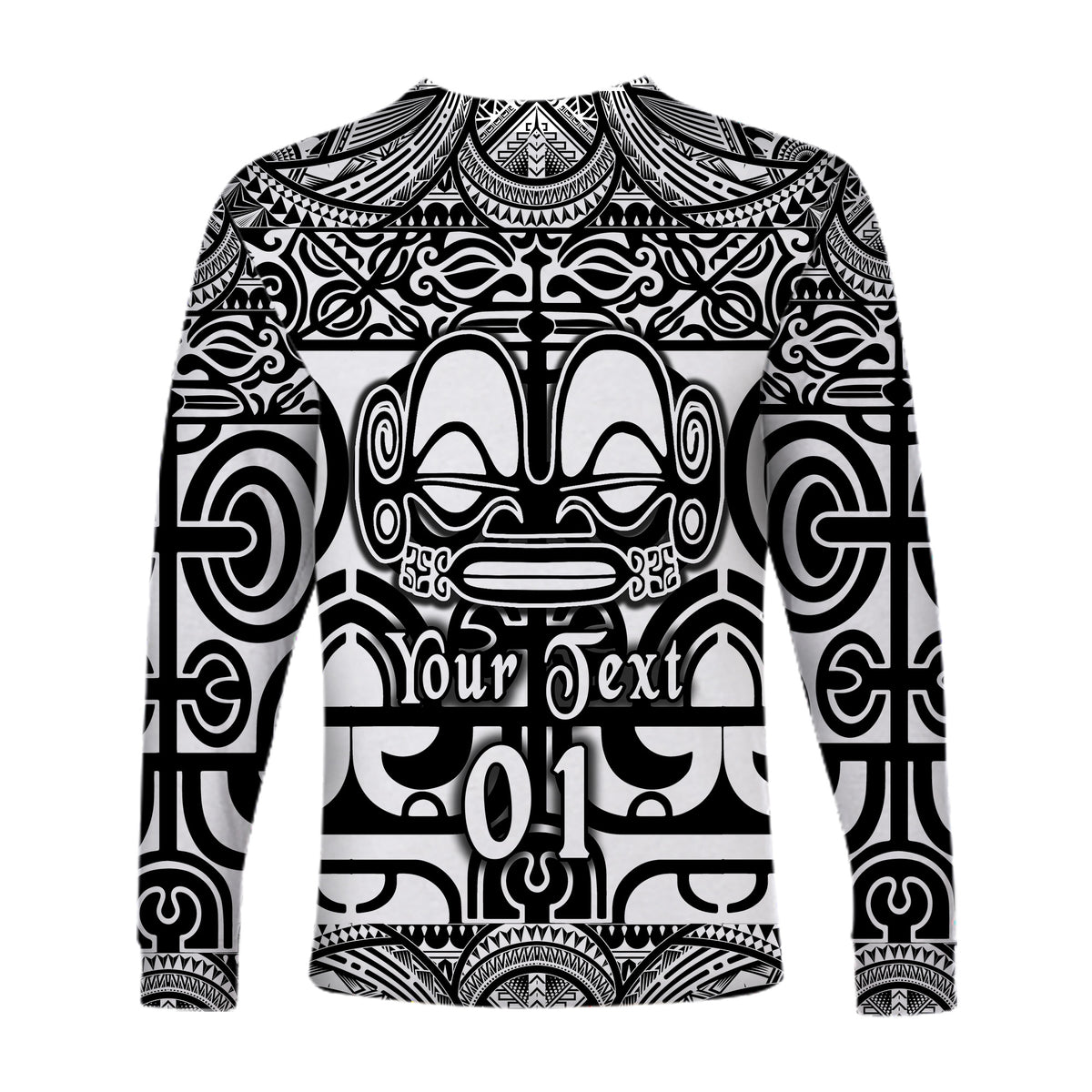 (Custom Personalised) Marquesas Islands Long Sleeve Shirt Marquesan Tattoo Simple Style - Black LT8 - Polynesian Pride