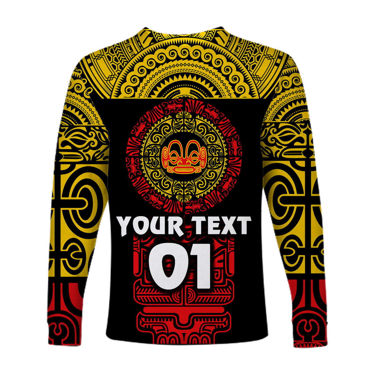 (Custom Personalised) Marquesas Islands Long Sleeve Shirt Marquesan Tattoo Simplified Version - Yellow LT8 - Polynesian Pride