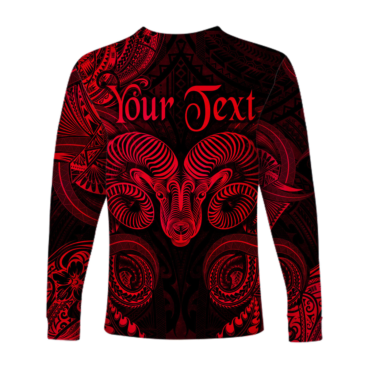 (Custom Personalised) Aries Zodiac Polynesian Long Sleeve Shirt Unique Style - Red LT8 - Polynesian Pride