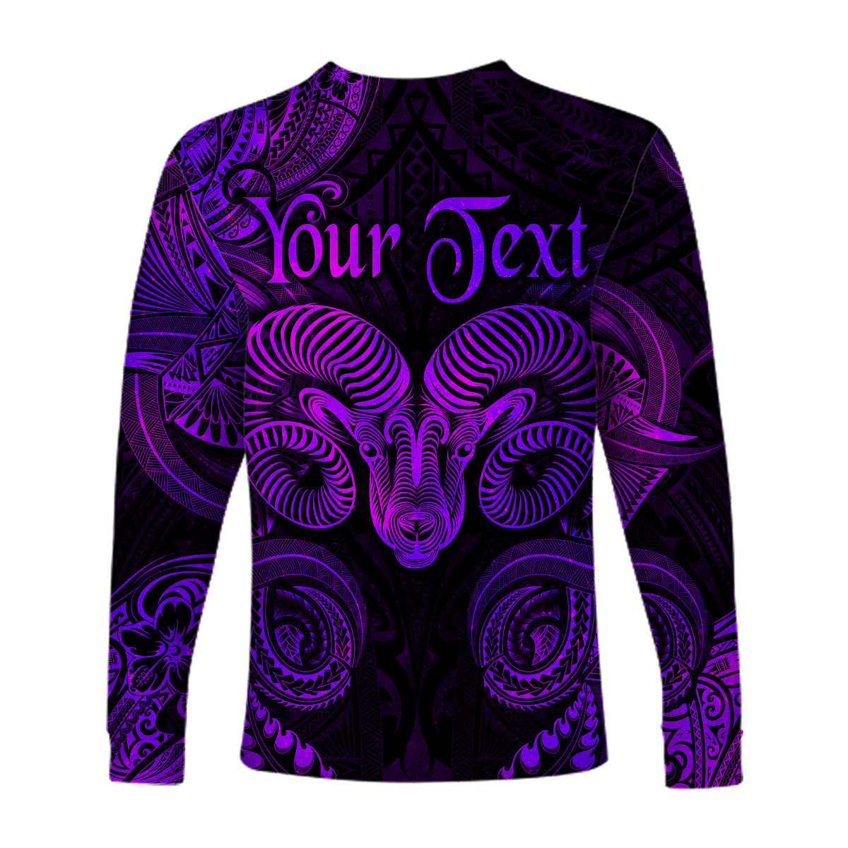 (Custom Personalised) Aries Zodiac Polynesian Long Sleeve Shirt Unique Style - Purple LT8 - Polynesian Pride