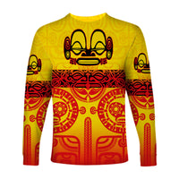 Marquesas Islands Long Sleeve Shirt Marquesan Tattoo Special Style - Gradient Yellow LT8 - Polynesian Pride