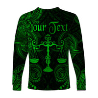 (Custom Personalised) Libra Zodiac Polynesian Long Sleeve Shirt Unique Style - Green LT8 - Polynesian Pride