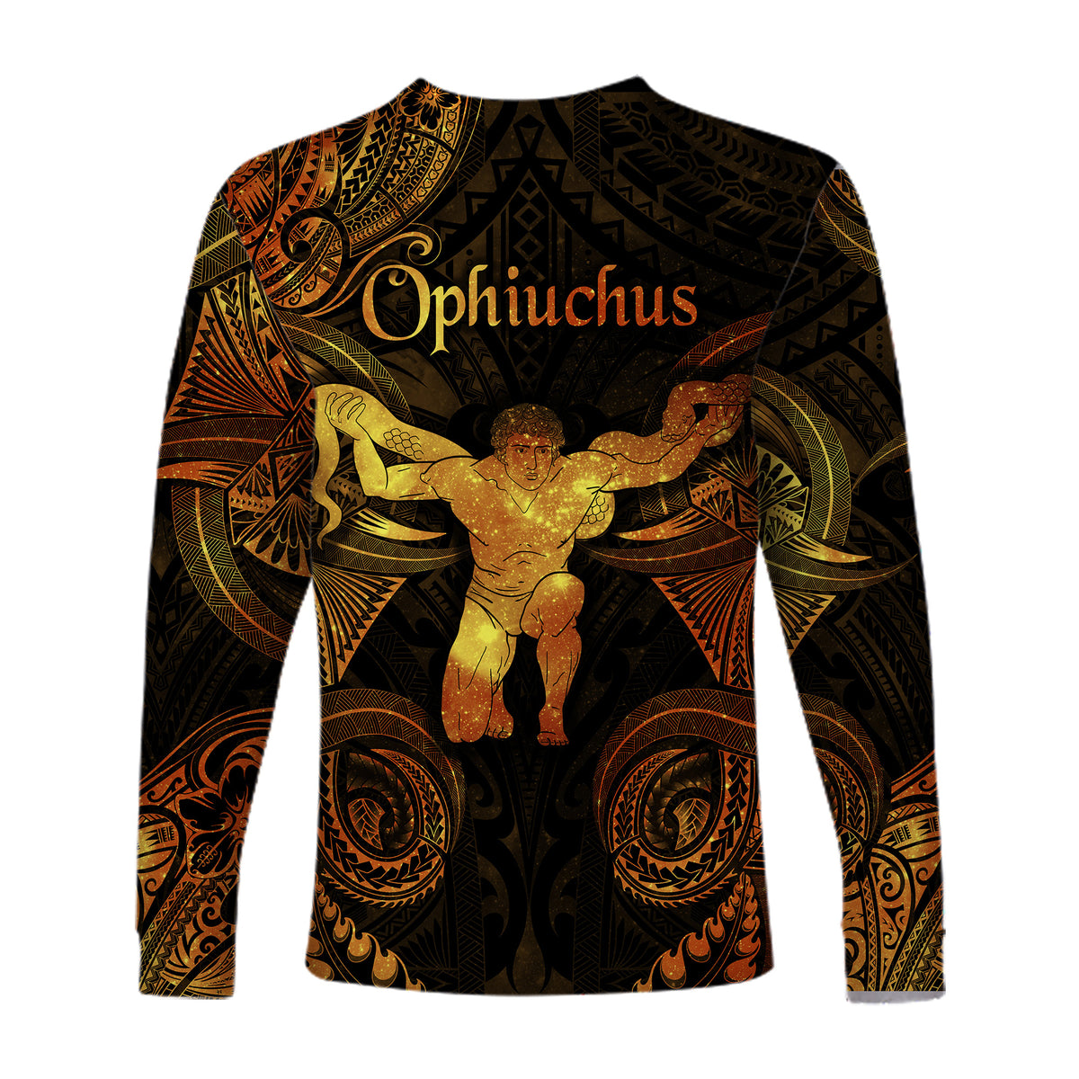 Ophiuchus Zodiac Polynesian Long Sleeve Shirt Unique Style - Gold LT8 - Polynesian Pride