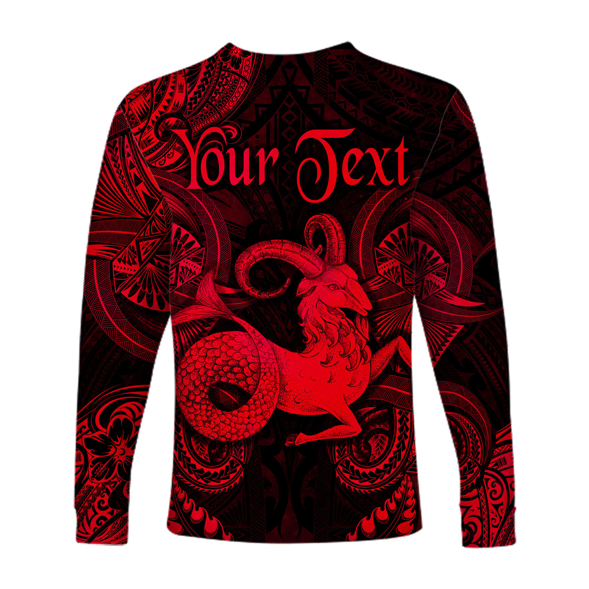 (Custom Personalised) Capricorn Zodiac Polynesian Long Sleeve Shirt Unique Style - Red LT8 - Polynesian Pride