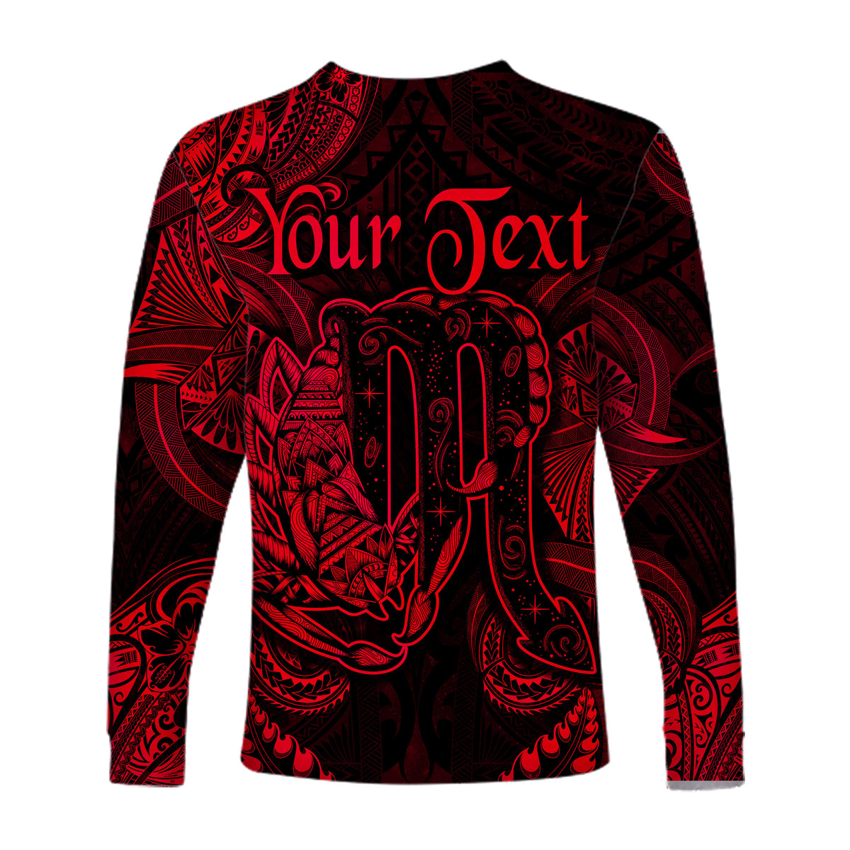 (Custom Personalised) Scorpio Zodiac Polynesian Long Sleeve Shirt Unique Style - Red LT8 - Polynesian Pride