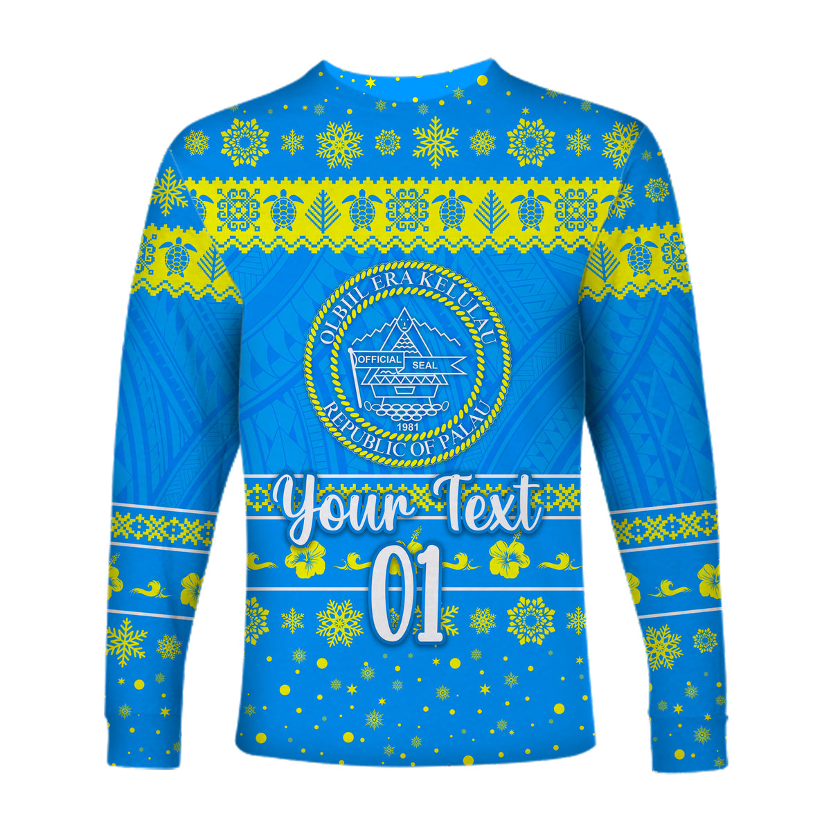 (Custom Personalised) Palau Christmas Long Sleeve Shirt Simple Style LT8 - Polynesian Pride