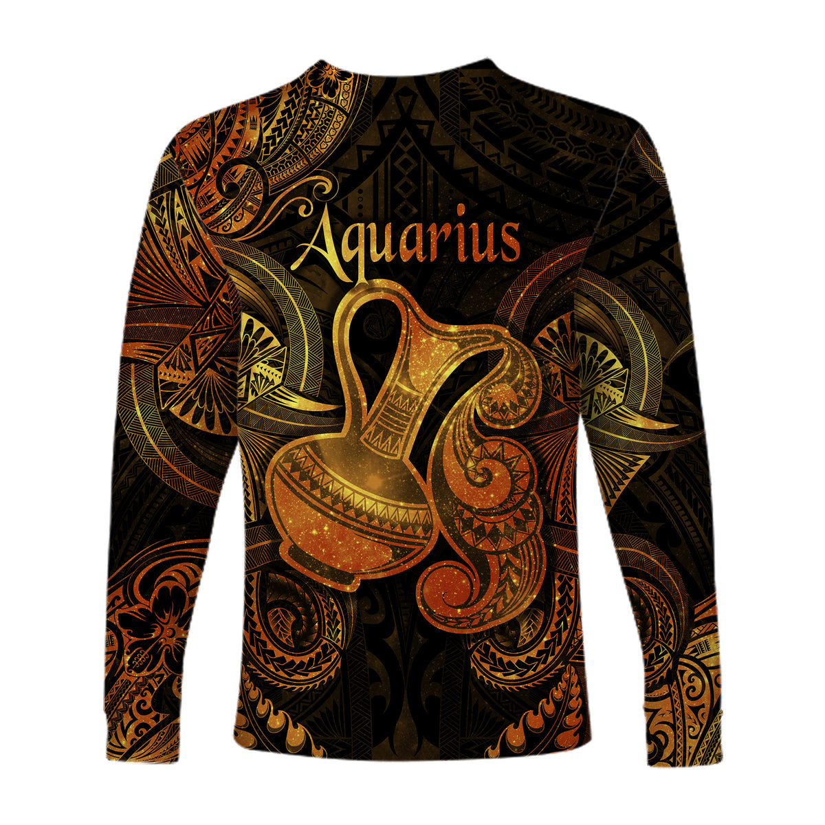 Aquarius Zodiac Polynesian Long Sleeve Shirt Unique Style - Gold LT8 - Polynesian Pride