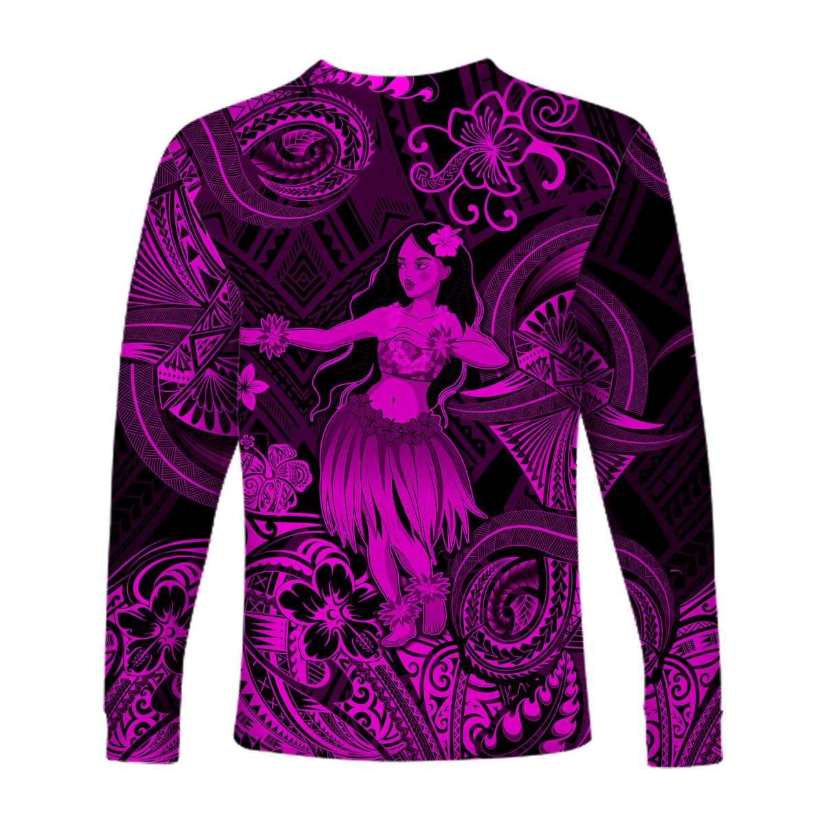 Hawaii Hula Girl Polynesian Long Sleeve Shirt Unique Style - Pink LT8 - Polynesian Pride