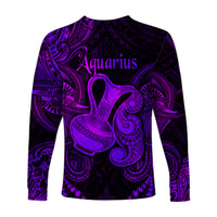 Aquarius Zodiac Polynesian Long Sleeve Shirt Unique Style - Purple LT8 - Polynesian Pride