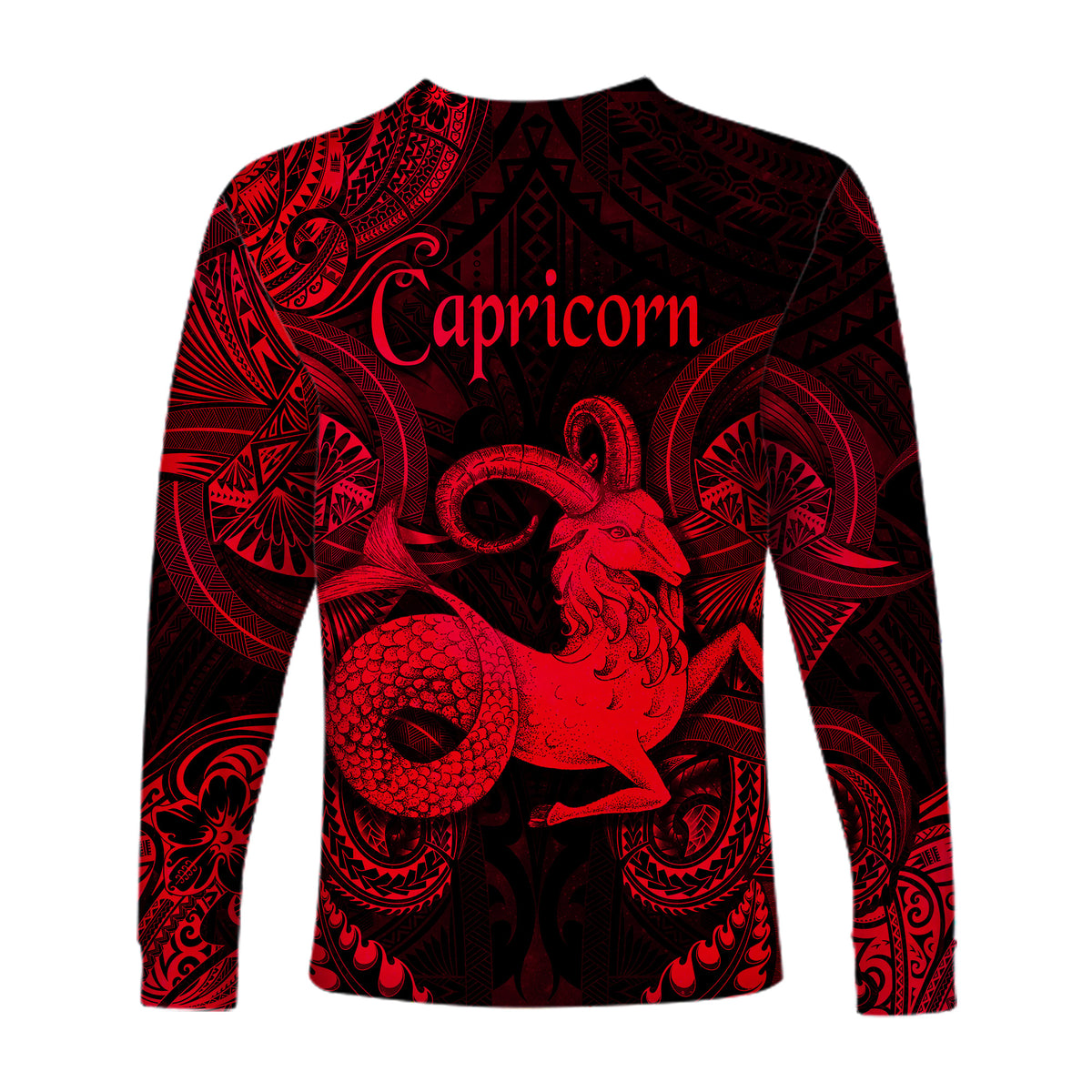 Capricorn Zodiac Polynesian Long Sleeve Shirt Unique Style - Red LT8 - Polynesian Pride