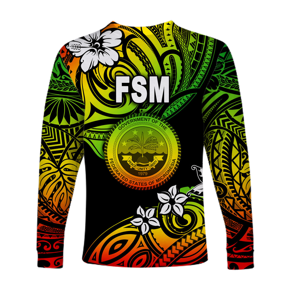 Federated States of Micronesia Long Sleeve Shirts Unique Vibes - Reggae LT8 - Polynesian Pride
