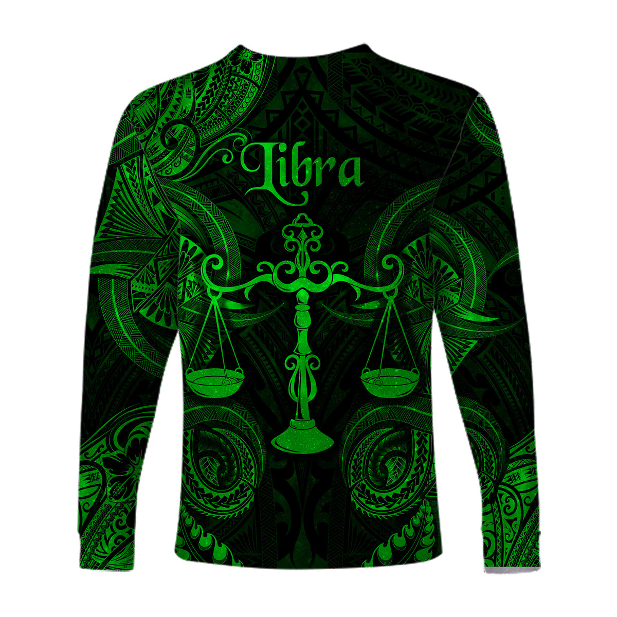 Libra Zodiac Polynesian Long Sleeve Shirt Unique Style - Green LT8 - Polynesian Pride