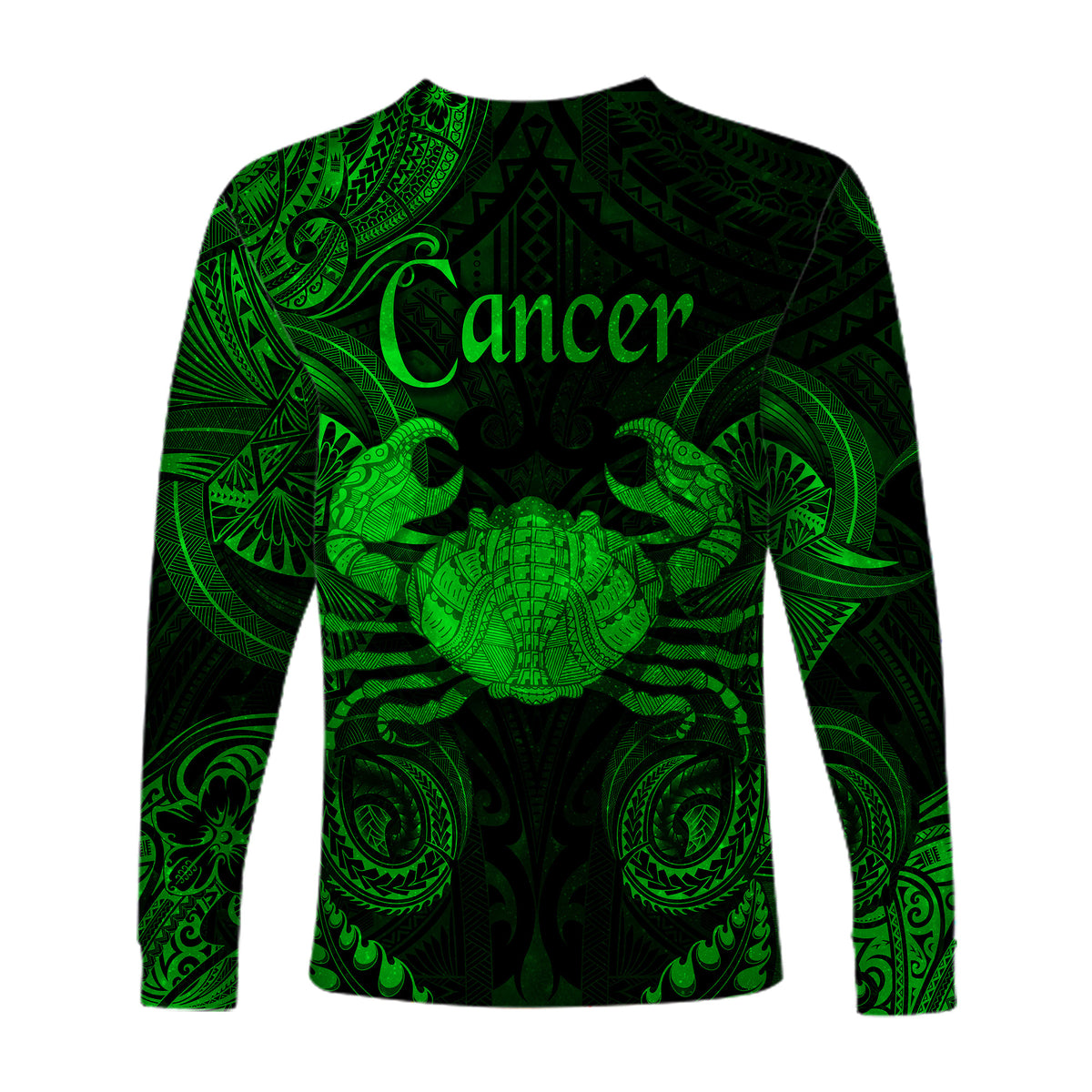 Cancer Zodiac Polynesian Long Sleeve Shirt Unique Style - Green LT8 - Polynesian Pride