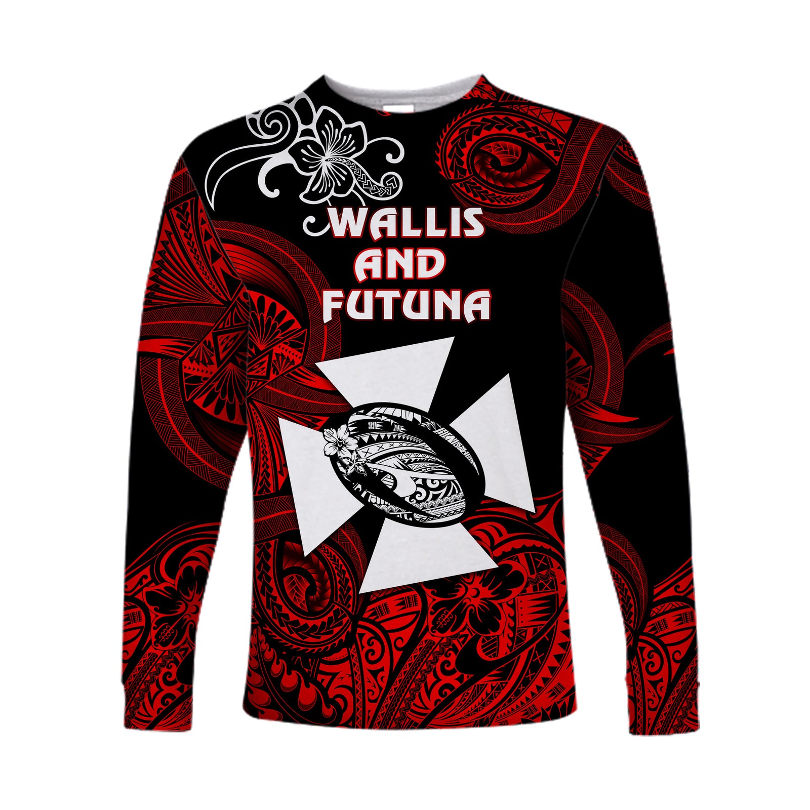 Wallis and Futuna Polynesian Long Sleeve Shirt Unique Style - Red LT8 - Polynesian Pride