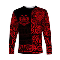(Custom Personalised) Marquesas Islands Long Sleeve Shirt Marquesan Tattoo Unique Style - Red LT8 - Polynesian Pride
