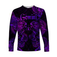 Gemini Zodiac Polynesian Long Sleeve Shirt Unique Style - Purple LT8 Unisex Purple - Polynesian Pride