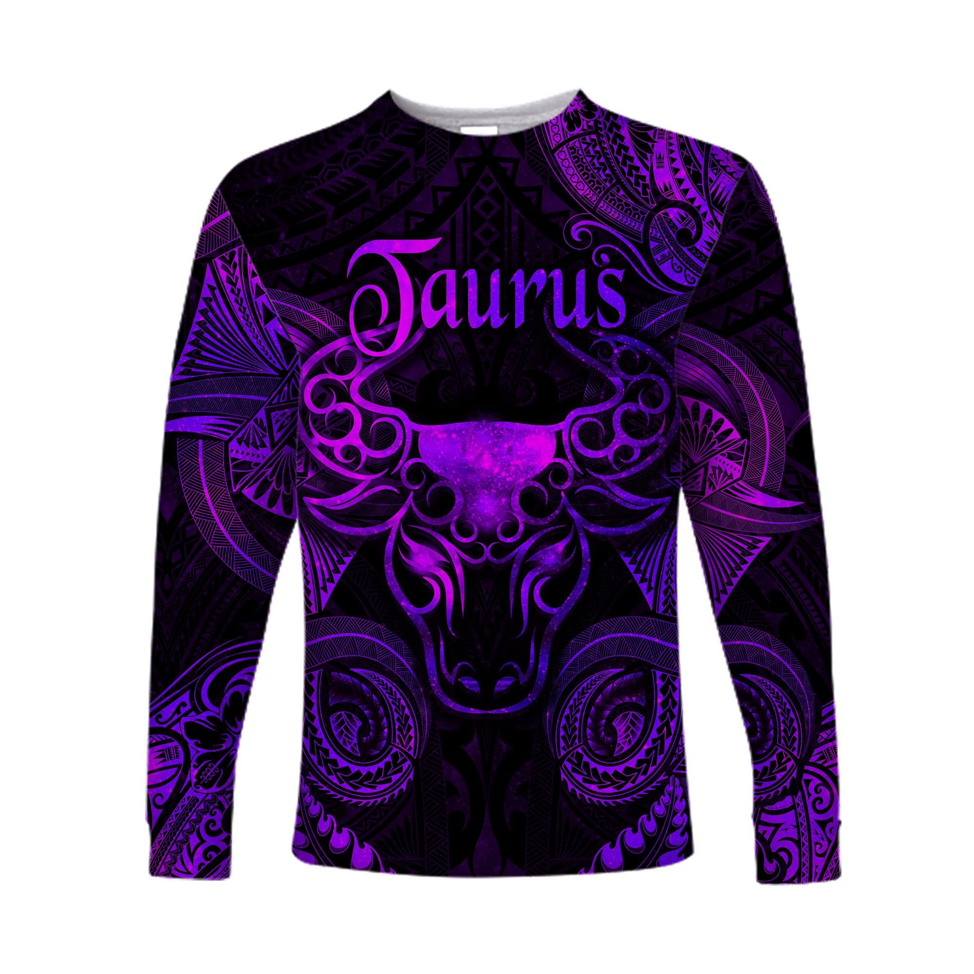 (Custom Personalised) Taurus Zodiac Polynesian Long Sleeve Shirt Unique Style - Purple LT8 Unisex Purple - Polynesian Pride