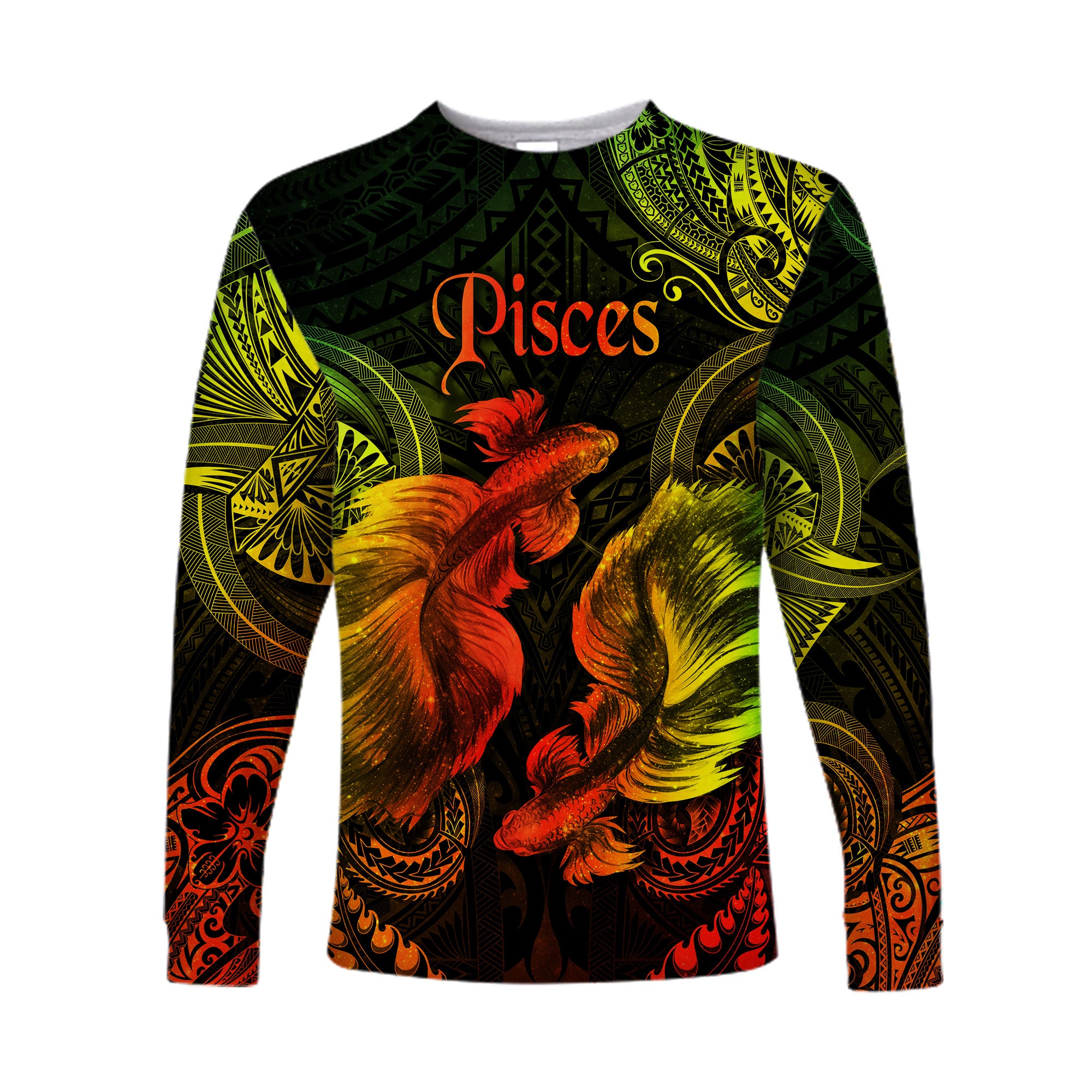 (Custom Personalised) Pisces Zodiac Polynesian Long Sleeve Shirt Unique Style - Reggae LT8 Unisex Reggae - Polynesian Pride